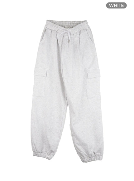 mens-cotton-cargo-sweatpants-ig402 / White