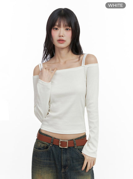 strap-off-shoulder-crop-top-io430 / White