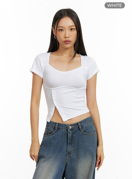 asymmetrical-buttoned-square-neck-crop-top-ig405 / White