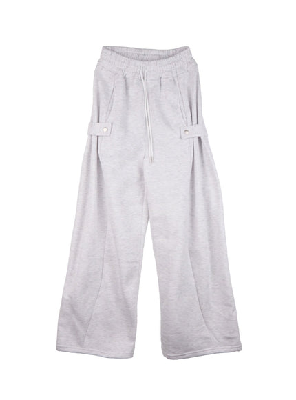 cozy-pintuck-buttoned-wide-leg-sweatpants-ij510 / White