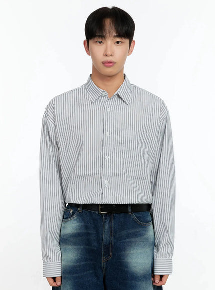 mens-basic-striped-button-up-in506 / White