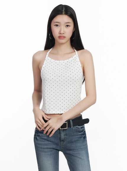polka-dot-halter-neck-top-im503 / White