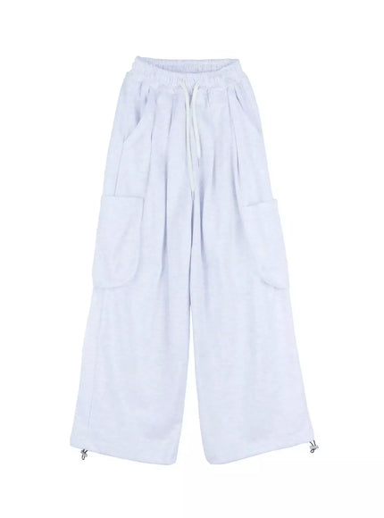 casual-wide-leg-cargo-sweatpants-il531 / White