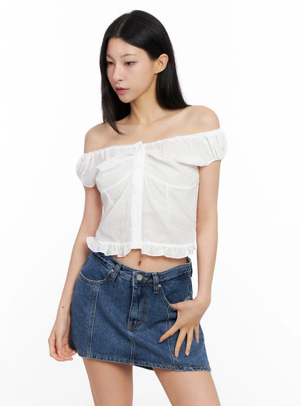 off-shoulder-puff-sleeve-blouse-ig508 / White