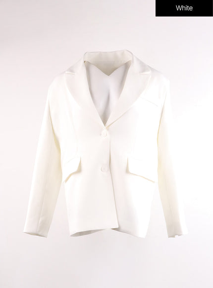 oversized-solid-blazer-jacket-if402 / White