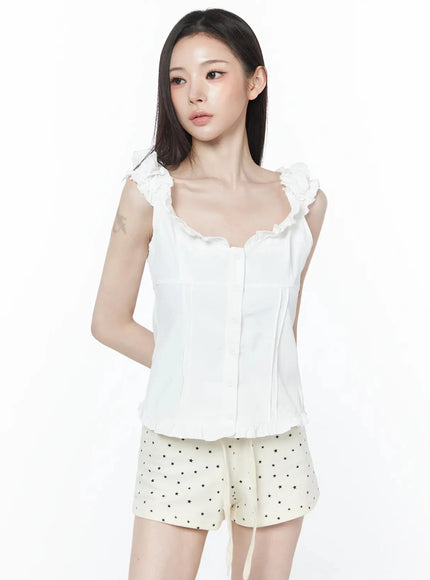 ruffled-off-shoulder-short-sleeve-blouse-iu512 / White
