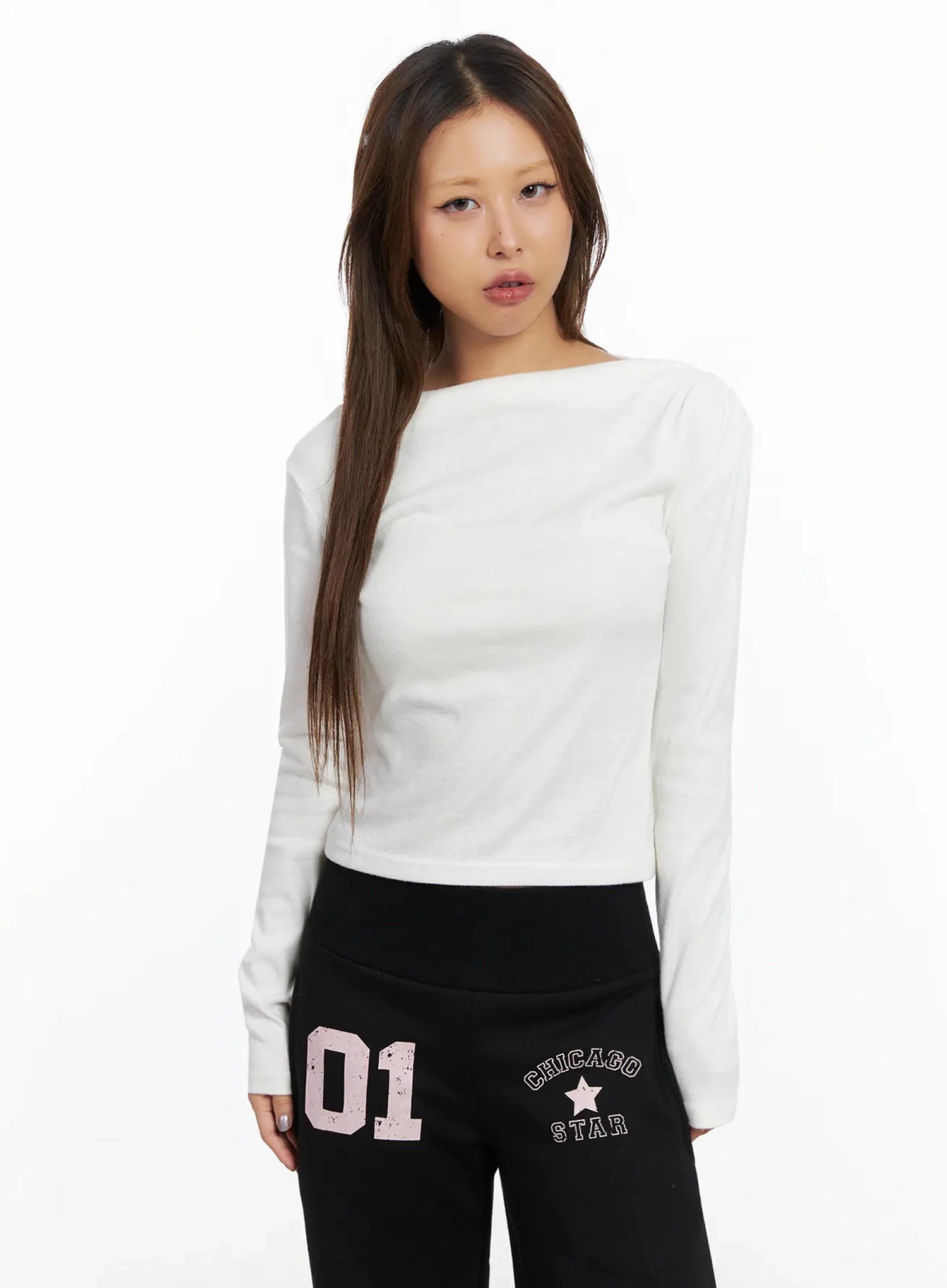 shirred-boat-neck-top-in528 / White