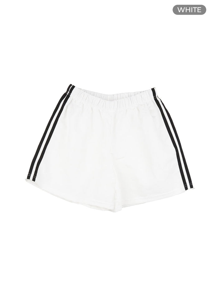 basic-contrasting-active-shorts-iy422 / White