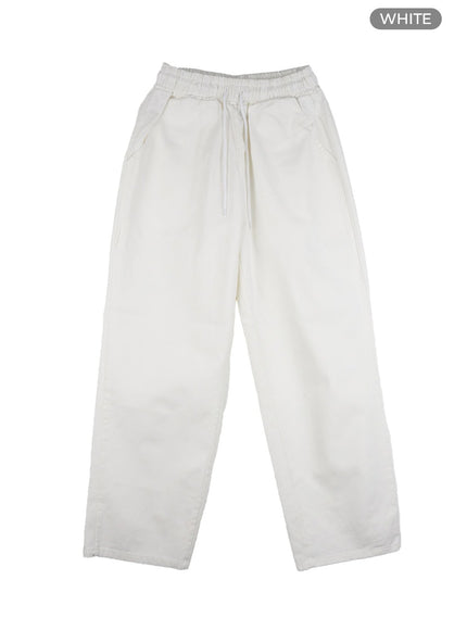 mens-classis-cotton-solid-wide-pants-is412 / White