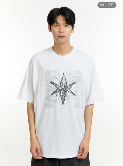 mens-oversized-letter-t-shirt-il412 / White