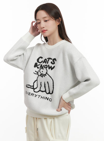 cozy-graphic-knit-sweater-ij510 / White