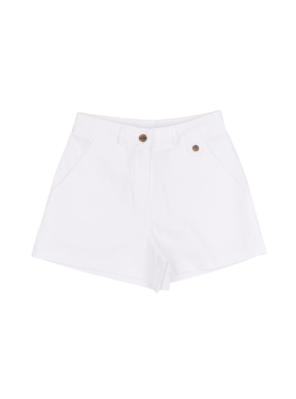 button-detail-cotton-shorts-im524 / White