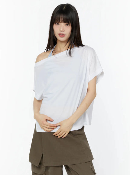trendy-off-shoulder-tee-iu518 / White