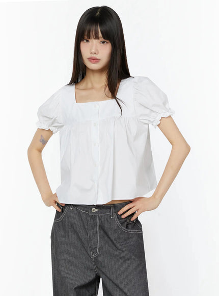 square-neck-puff-sleeve-blouse-iu518 / White