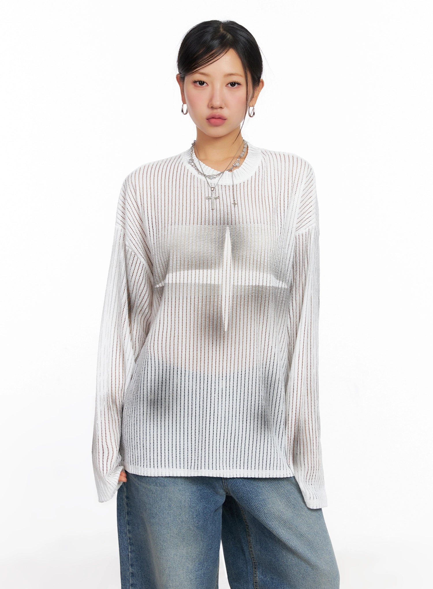 ribbed-lightweight-long-sleeve-tee-ig528 / White