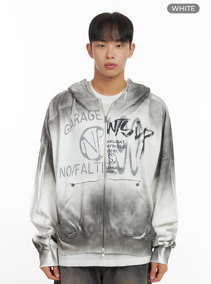 mens-paint-washed-graphic-zip-up-hoodie-io420 / White