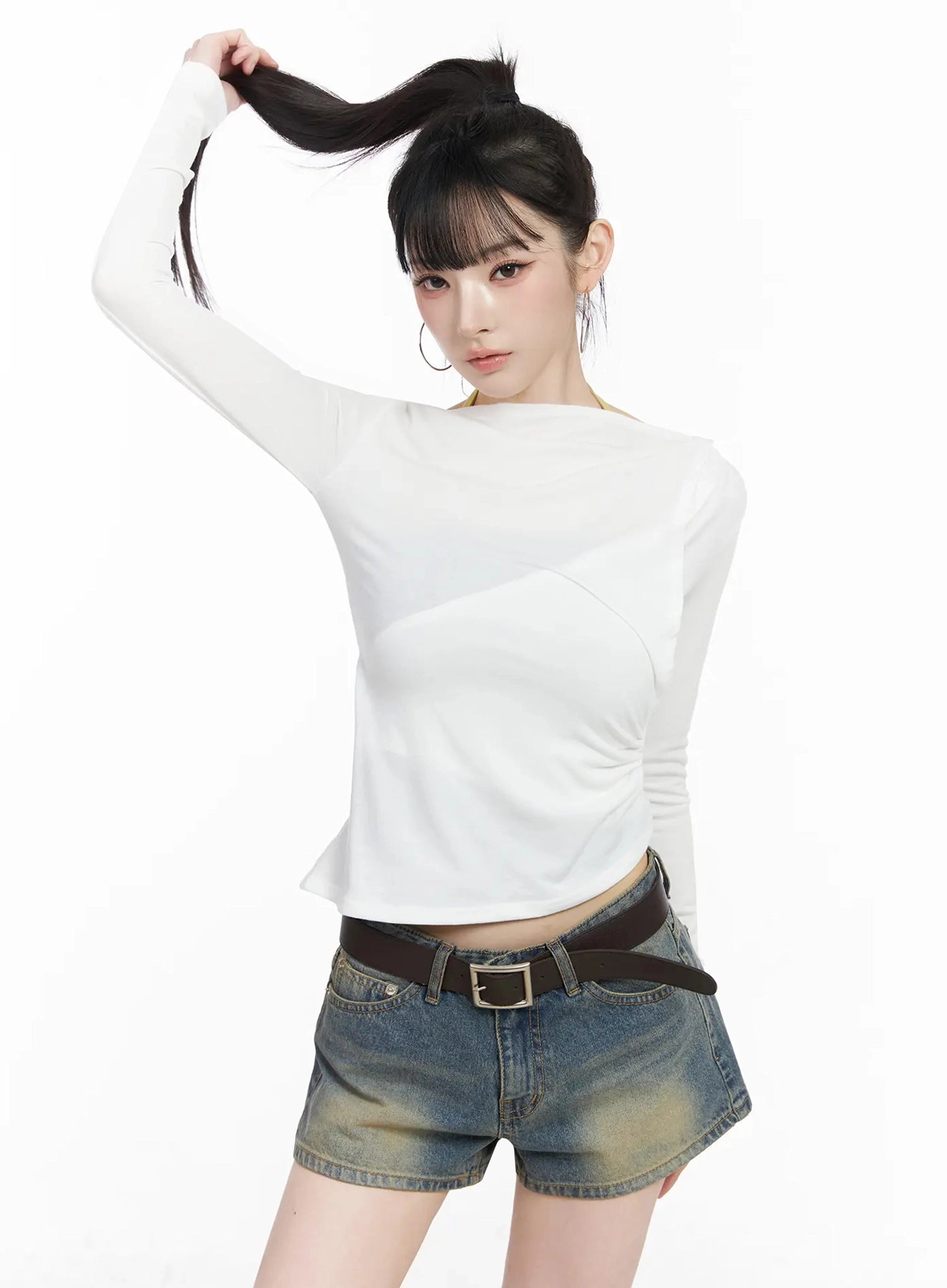 two-way-shirred-wrap-top-iy511 / White