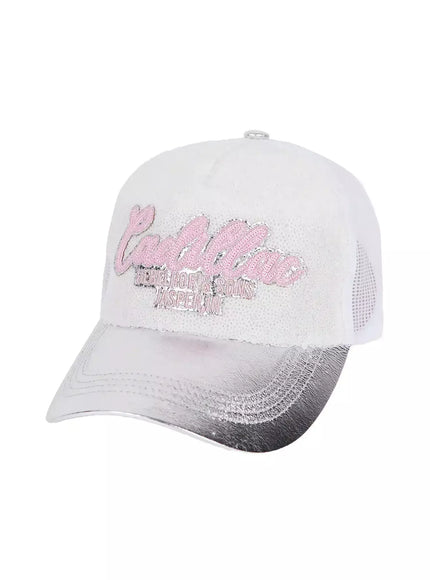 sequin-lettering-baseball-cap-iu509 / White