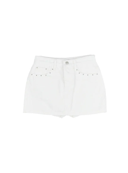 studded-mini-skirt-is525 / White