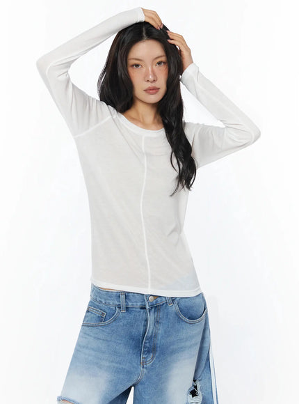mesh-long-sleeve-shirt-iu509 / White