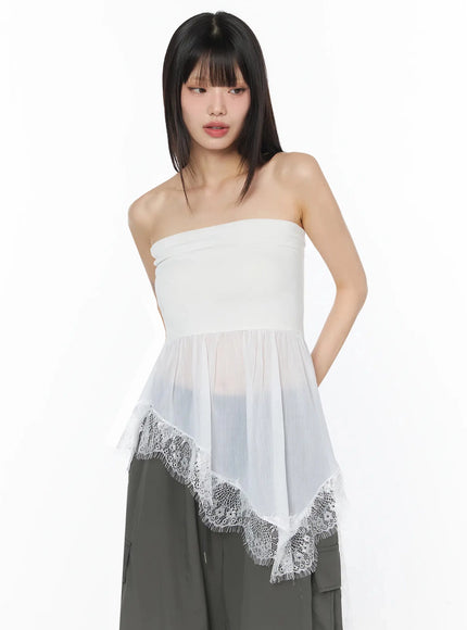 pastel-long-lace-tube-top-iy526 / White