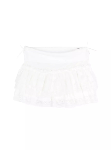 lace-trim-tiered-mini-skirt-iu518 / White