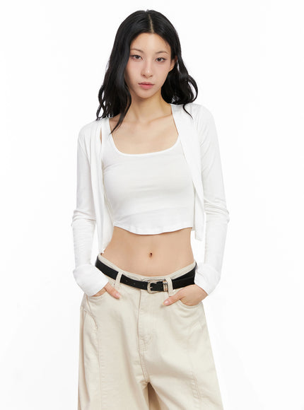 cropped-tank-cardigan-set-ig508 / White