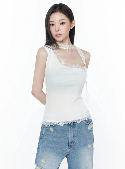 lace-trim-asymmetric-tank-top-iu512 / White