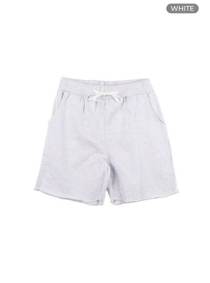 mens-destroyed-hem-cotton-shorts-ia402 / White