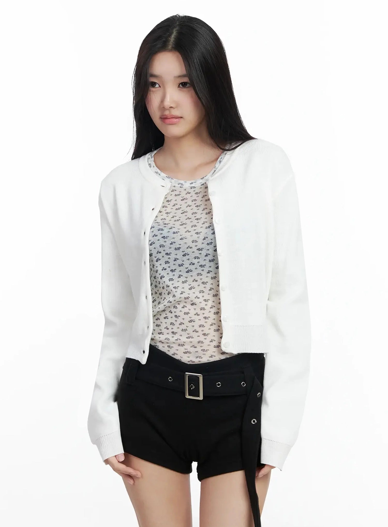 round-neck-knit-cardigan-im502 / White