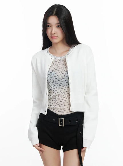 round-neck-knit-cardigan-im502 / White