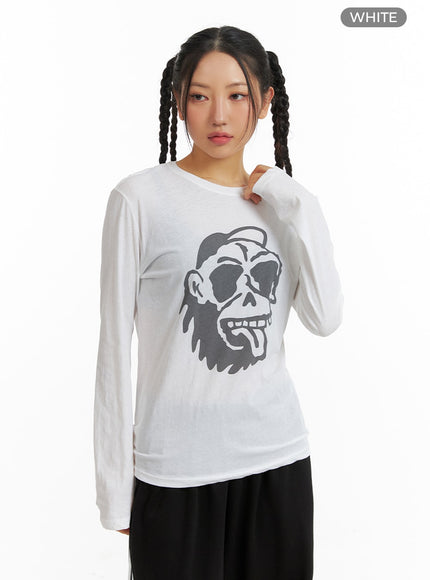 graphic-long-sleeve-top-im405 / White