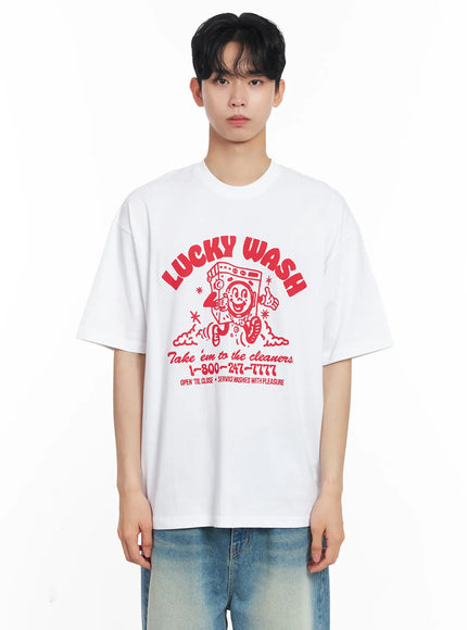 mens-vintage-lucky-wash-graphic-t-shirt / White