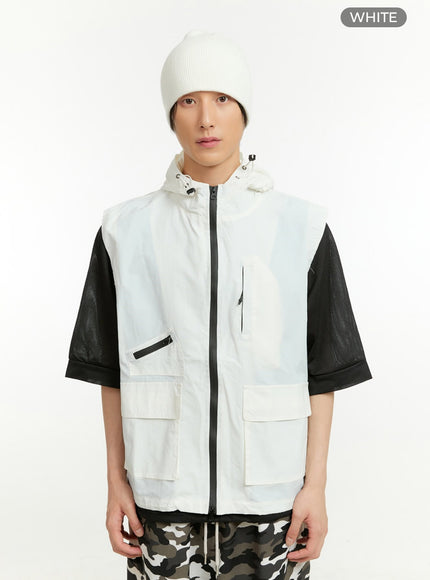 mens-hooded-nylon-vest-il418 / White