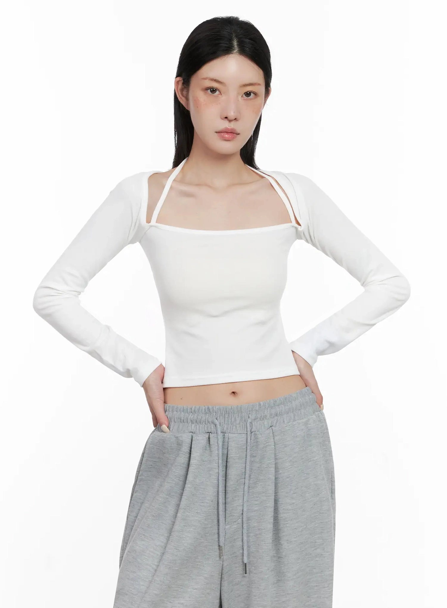 long-sleeve-bolero-top-is508 / White