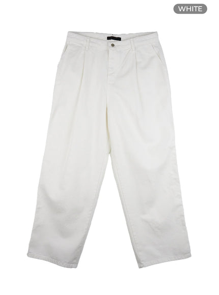 mens-pintuck-wide-fit-cotton-pants-is413 / White