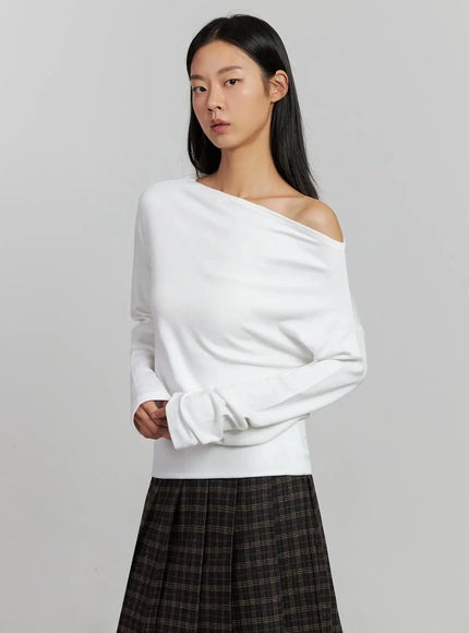 boat-neck-long-sleeve-top-ij502 / White