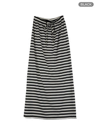 stripe-banded-maxi-skirt-cl426 / Black
