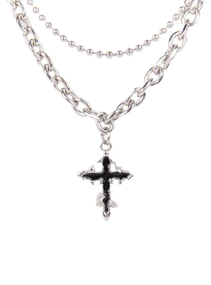 mens-double-layer-cross-necklace-il504