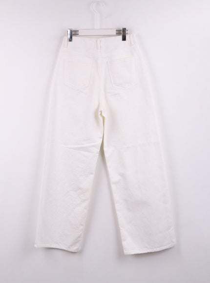 Mid Waist Straight Leg Cotton Pants CF401