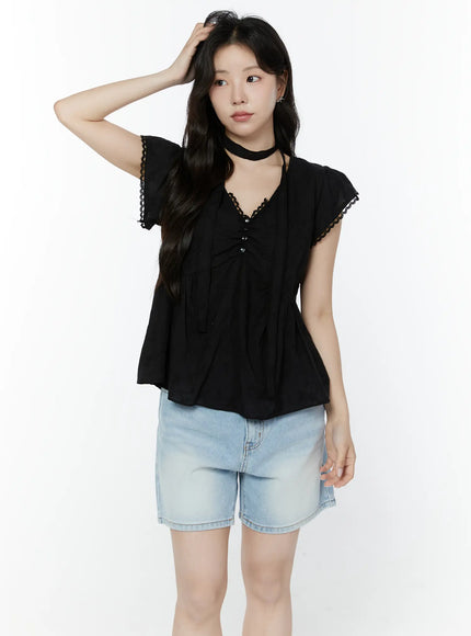 embroidered-ribbon-blouse-and-skinny-scarf-set-iy511