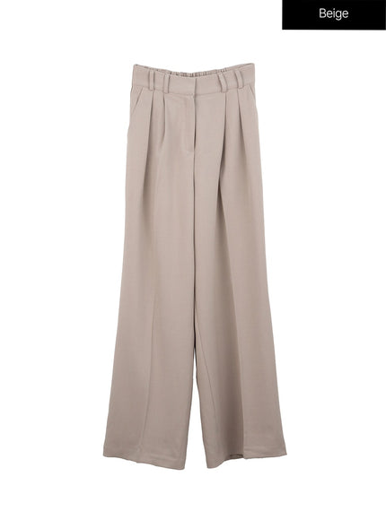 pintuck-straight-leg-pants-in308 / Beige