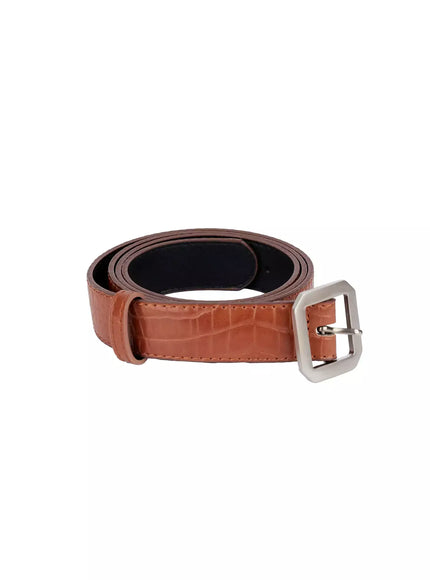 square-buckle-textured-belt-ij509 / Beige