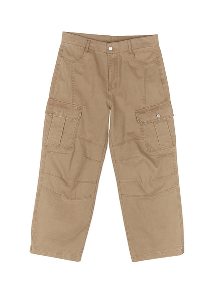 mens-wide-fit-cargo-pants-iu512 / Beige