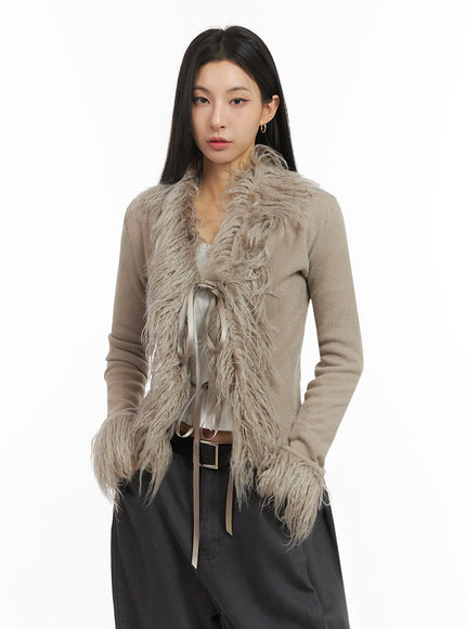 chic-fur-trim-cardigan-id431 / Beige