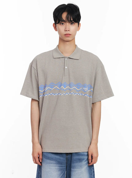 mens-patterned-polo-shirt / Beige