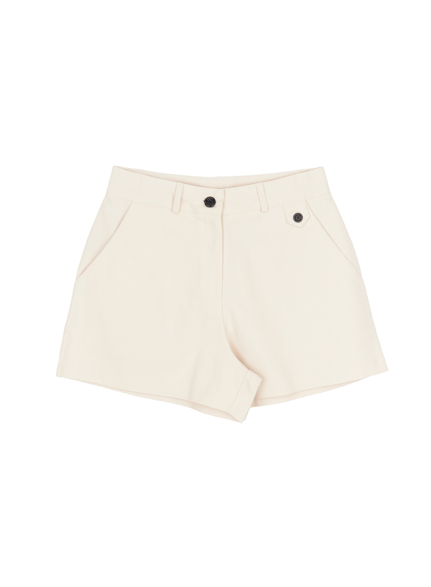 button-detail-cotton-shorts-im524 / Beige