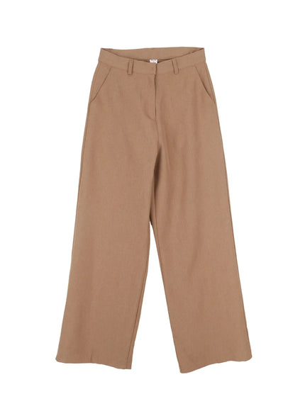 straight-fit-wide-slacks-if525 / Beige