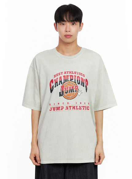 mens-sporty-graphic-t-shirt-il516 / Beige