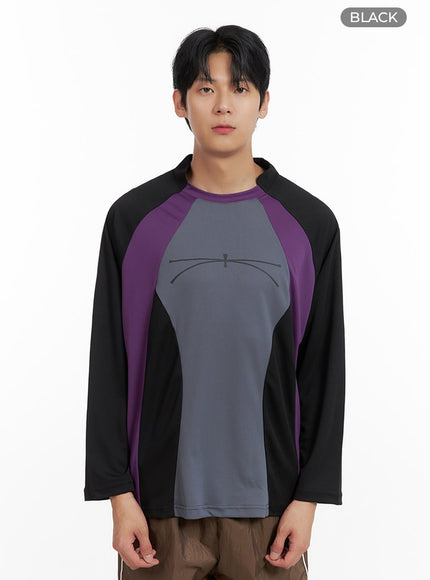 mens-nylon-raglan-graphic-long-sleeve-il403 / Black